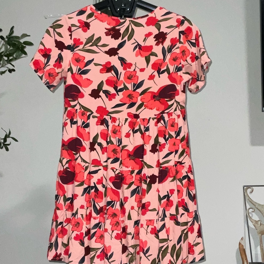 Vibrant Floral Midi Dress in Pink and Red - Picture 3 of 5